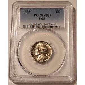 1966 Jefferson Nickel SMS SP67 PCGS